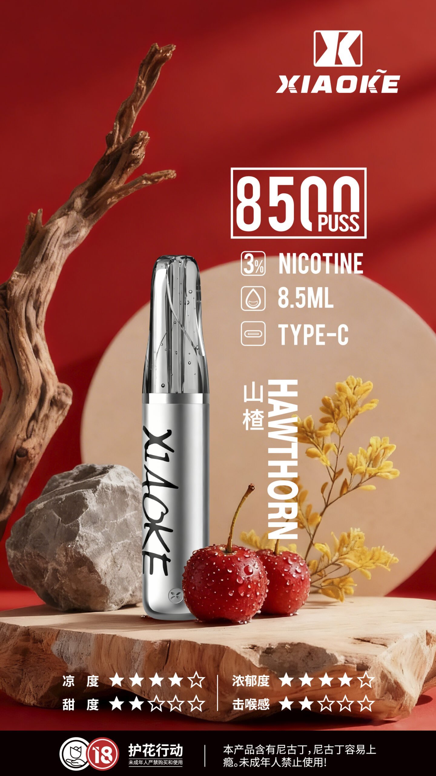 xiaoke 梟客 口紅款 8500口 拋棄式電子煙:圖片 9