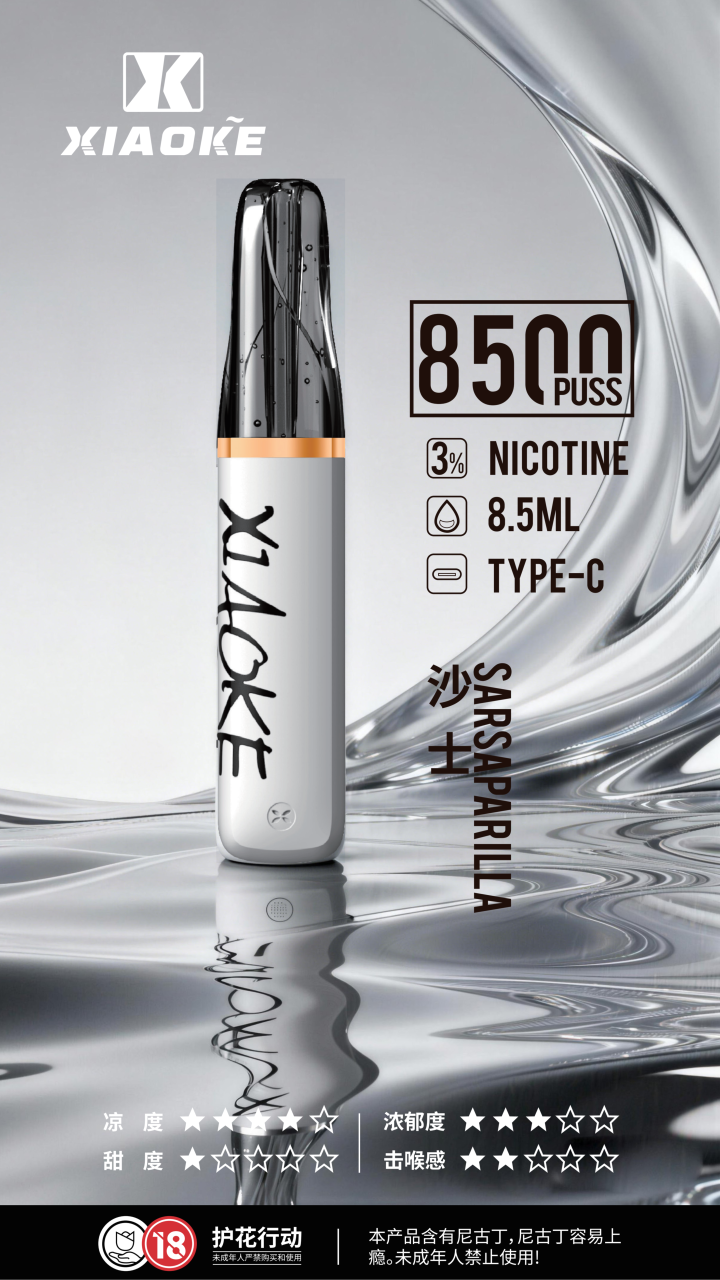 xiaoke 梟客 口紅款 8500口 拋棄式電子煙:圖片 5